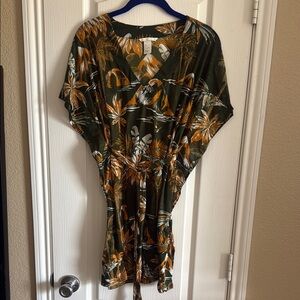 H&M Tropical Print Swim Coverup - Green and Orange